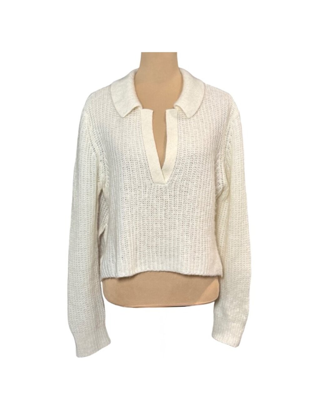 Oversized Alpaca Wool Blend Polo Sweater M Minimalist Boxy - Picture 3 of 11